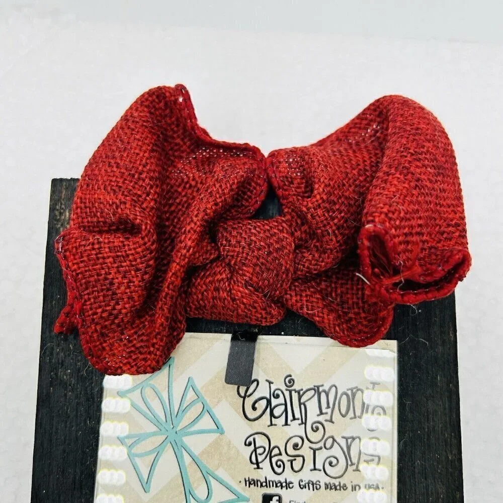 Claimont Designs Picture Frame Wooden with Red Burlap Bow NEW 4x3 Picture